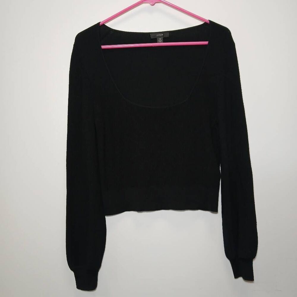 J.crew womens small square neck slouchy sweater spring summer black wool soft
